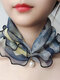 Vintage Elegant Artificial Pearl Pendant Crimping Printed Multifunctional Dacron Highly Elastic Scarf Necklace - #02