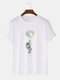 Mens Astronaut Moon Print 100% Cotton Casual Short Sleeve T-Shirts - White