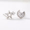 Sweet Ear Stud Earrings S925 Sterling Silver Moon Star Zircon Earrings Elegant Jewelry for Women - Silver