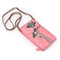 Women Microfiber Hand Painted 6 Card Slot National Phone Bags Multi-function Crossbody Bags - Pink