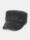 Men Washed Made-old Cotton Solid Color Letter Label Sunscreen Casual Military Cap Flat Cap - Black