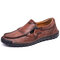 Menico Men Hand Stitching Non Slip Side Zipper Casual Leather Shoes - Dark brown