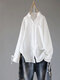 Solid Color Stand Collar Long Sleeve Knot Plus Size Shirt - Off White