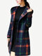 Hooded Plaid Print Long Sleeve Casual Jacket For Women - Green