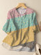 Женская блузка Ditsy с цветочным принтом в стиле пэчворк Шея Split Hem - Многоцветный