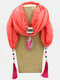 Bohemian Drop Shape Gem Pendant Scarf Necklace Women Tassel Multi-layer Necklace - #10