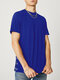 Mens Double Side Corn Buckle Solid T-Shirt - Royal