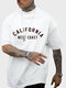 Mens Letter Print Crew Neck Casual Short Sleeve T-Shirts - White