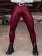 Mens Skinny Stretch Leather Pants - Wine Red