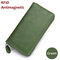 Women Men RFID Antimagnetic 36 Card Slots Dull Polish Genuine Leather 6inch Phone Bag Long Wallet - Green