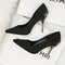 Women Solid Color Pointed Toe Fashion Metal Decor Fine Heels - Black