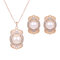 Elegant Jewelry Set Rhinestone Pearl Necklace Earrings Set - White