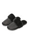 Women's Large Size Solid Color Rhinestone House Furry Slippers - Black