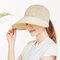 Removable Top Wide Brim Sun Hats Adjustable Breathable Driving Caps Outdoor UV Hats - Beige