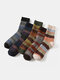 5 Pairs Men Rabbit Wool Blended Geometric Striped Jacquard Thicken Warmth Vintage Socks - #01