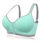 Soft Cotton Front Button Wireless Breathable Maternity T-shirt Nursing Bras - Green