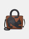 Women Cat Pattern Handbag Crossbody Bag - Brown