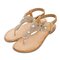 Rhinestone Bohemian Elastic Band Clip Toe Flat Sandals - Apricot