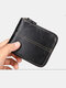 Menico Men Genuine Leather Vintage Zip Design Durable Short Wallet Large Capacity Tri-fold Wallet - Black
