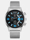 7 Colors Alloy Men Business Watch Decorated Pointer Calendar Quartz Watch - Silver Band+Silver Case+Black Di