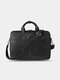 Vintage Rubbed Leather Multifunction Large Capacity Business Laptop Bags Briefcases Shoulder Bag Handbag - Black