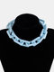 Punk Hip Hop Button Chain Necklace Simple Tassel Acrylic Necklace - Blue