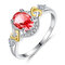Fashion Finger Rings Double Heart Colorful Micro Zircon Rings Jewelry Hand Accessories for Women - Red