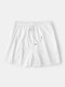 Men Pure Color Quick-Drying Casual Drawstring Running Mini Sport Shorts - White