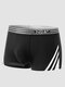 Men Side Striped Letter Waistband Breathable Pouches Comfy Boxers Briefs - Black