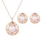 Elegant Jewelry Set Pearl Rhinestone Circle Earrings Necklace Set - White