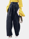 Striped Print Drawstring Pocket Loose Long Casual Pants for Women - Navy