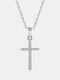 Trendy Simple Cross-shaped Inlaid Zircon Pendant Copper Necklace - Silver