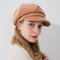 Lady Wide Eaves Fine Wool Material Plain Color Soft Fashion Warm Beret Cap For Autumn Or Winter - Khaki