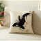 ミニマリストの黒と白のクジラパターンリネン枕カバーソファ家の装飾のオフィス枕カバー - ＃4
