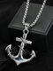 Trendy Vintage Cross Rope Anchor Shape Pendant Stainless Steel Chain Necklace - #01