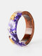 1 Pcs Vintage Casual Wood Resin Dried Flower Men's Ring - Purple