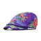 Women Embroidery National Style Sun Hat Vintage Breathable Adjustable Beret Cap - Purple