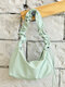 Women's Versatile Fold Handbag Simple Retro Solid Armpit Shoulder Bag Casual Fashion Soft Leather Messenger Bag - Green