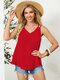 Solid Backless Design V-neck Sleeveless Casual Cami - Wine Red