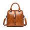 Women Vintage PU Leather Handbag Casual Crossbody Bag - Brown