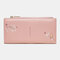 Women 10 Card Slots Long Wallet Purse Phone Bag - Pink