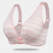 Wireless Front Buckle Striped Nursing Breathable Bra Maternity Sleep Bra - Pink