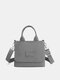 Women Nylon Brief Multi-Carry Large Capacity Solid Color Crossbody Bag Handbag - Gray