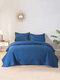 3PCs Dacron Brushed Qulit Solid Color Bedding Sets Bedspread Quilt Cover Pillowcase - Blue