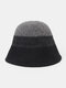 Unisex Wool Double-sided Wearable Color-match All-match Outdoor Warmth Bucket Hat - Black