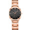 Trendy Elegant Women Wristwatch Rose Gold Case Folding Clasp Band Quartz Watches - Black