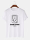 Mens Game Console Letter Print Casual Cotton Short Sleeve T-Shirts - White