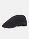 Men Cotton Solid Color Argyle Stitches Breathable Adjustable Sunshade Newsboy Hat Beret Flat Cap - Black