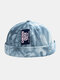 Unisex Tie-dye Cotton Fashion Sunshade Brimless Beanie Landlord Cap Skull Cap - Blue