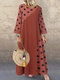 Polka Dot Patchwork Cotton Plus Size Maxi Spring Dress - Orange
